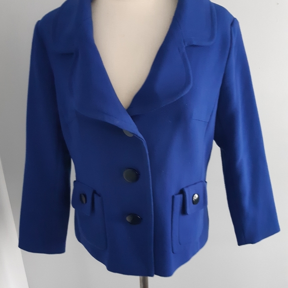 Chapter One Womens Coat Sz 12 Cobalt Blue Lined long sleeves - Picture 6 of 12